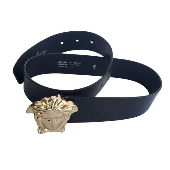 J Lindeberg Stockholm Vintage Leather Black Belt 32 Metal Mercury Buckle M - Picture 10 of 10